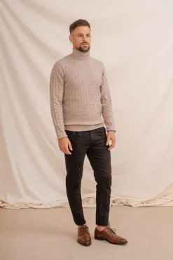 Celopman Jersey Nudos Cuello Vuelto beige Best