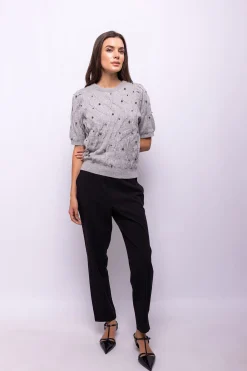 Object Jersey ochos y perlas Gris Discount