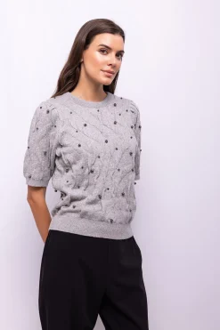 Object Jersey ochos y perlas Gris Discount