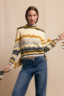 Slowlove Jersey ondas multicolor Estampado amarillo Discount