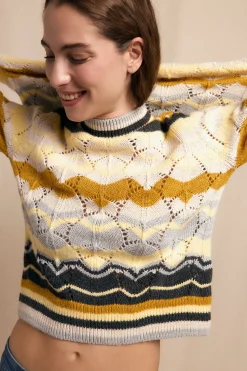 Slowlove Jersey ondas multicolor Estampado amarillo Discount