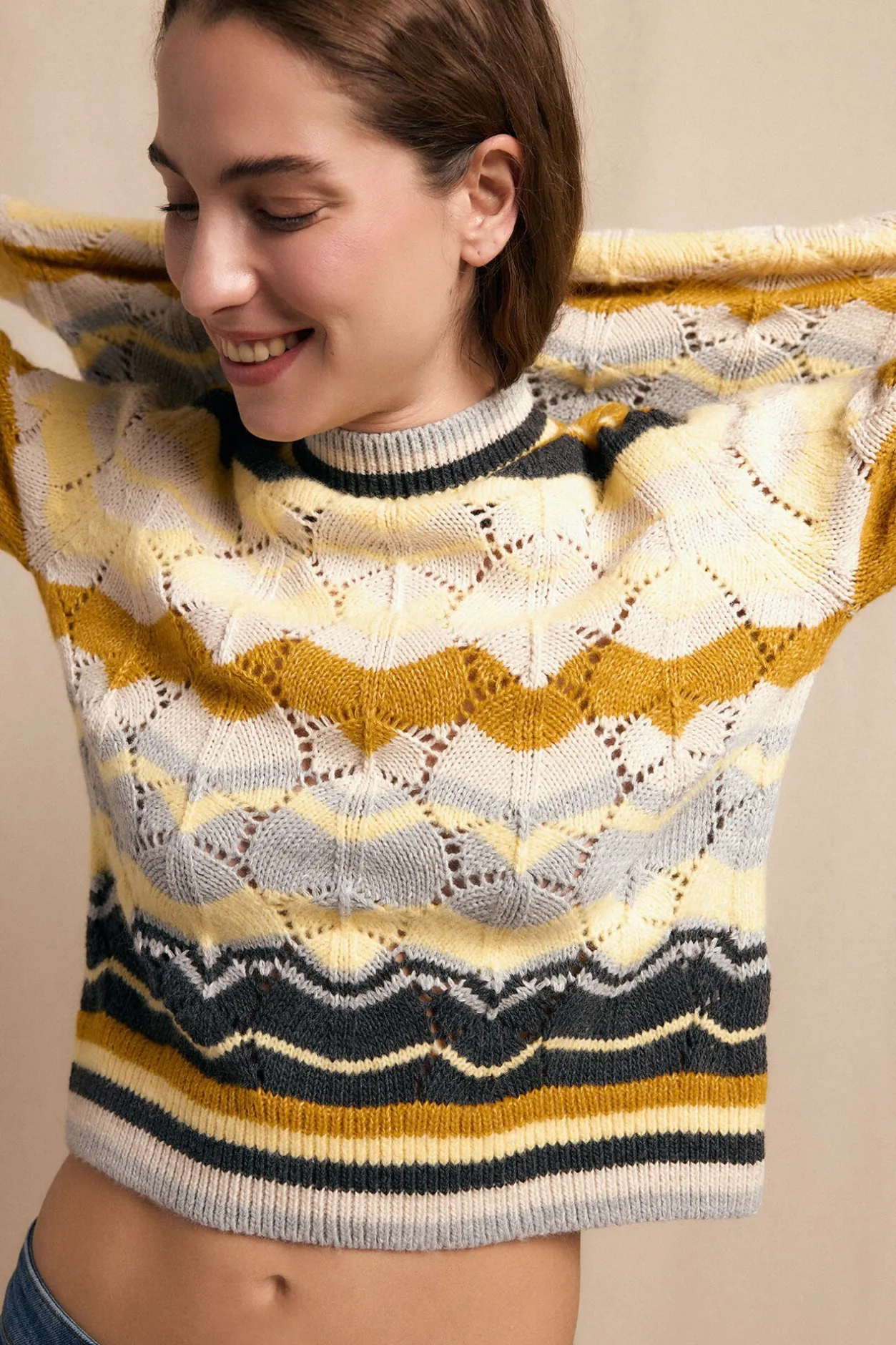 Slowlove Jersey ondas multicolor Estampado amarillo Discount