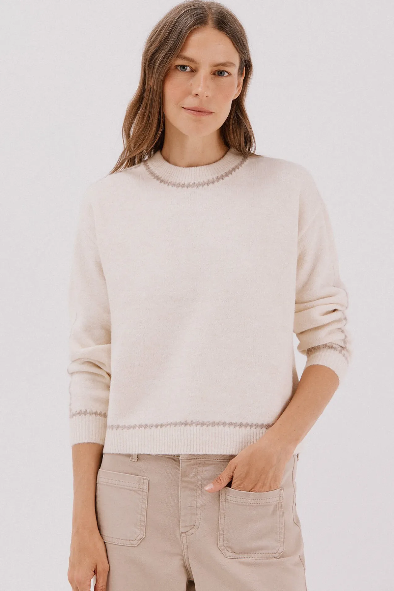 Cortefiel Jersey Perkins contrastes Marfil Clearance