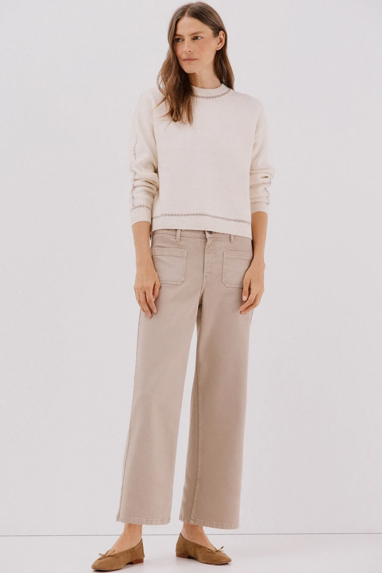 Cortefiel Jersey Perkins contrastes Marfil Clearance