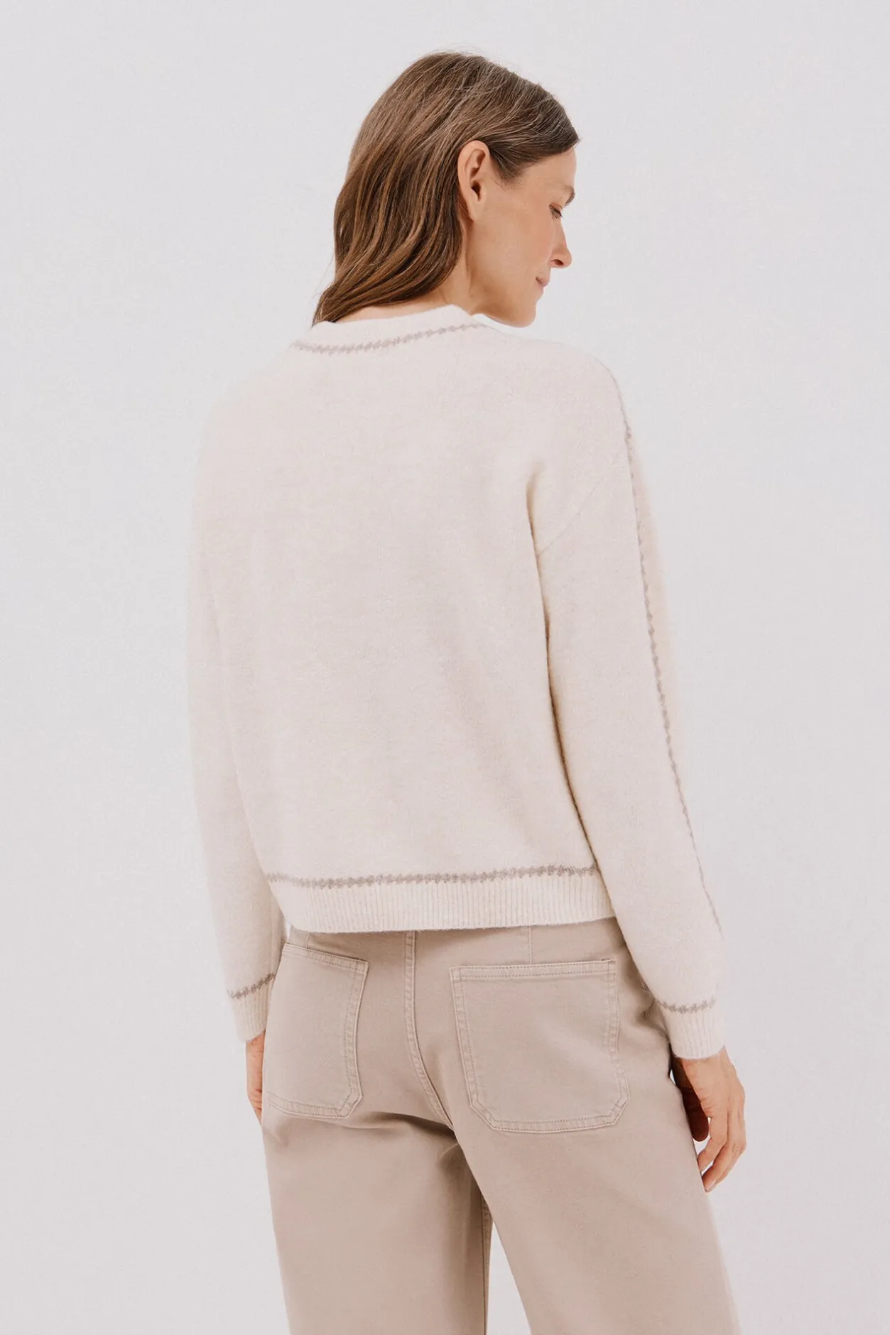 Cortefiel Jersey Perkins contrastes Marfil Clearance