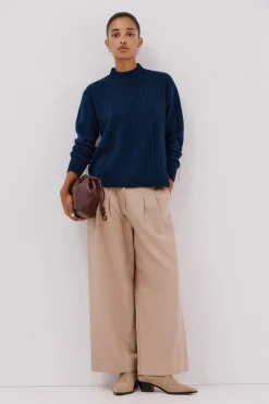 Cortefiel Jersey Perkins trenzas Azul marino Clearance