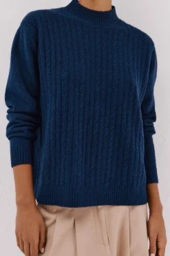 Cortefiel Jersey Perkins trenzas Azul marino Clearance