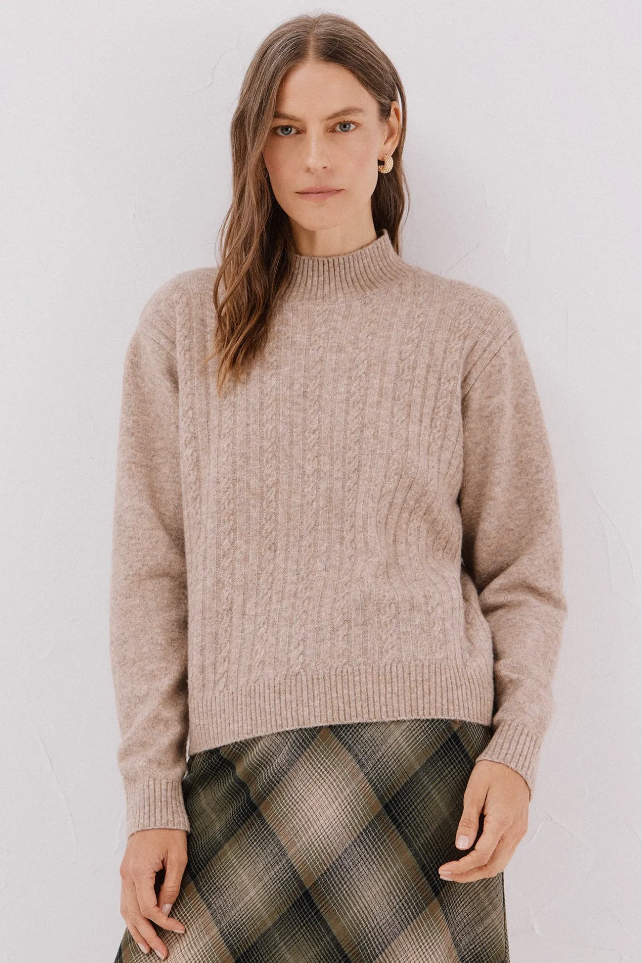 Cortefiel Jersey Perkins trenzas Beige Outlet