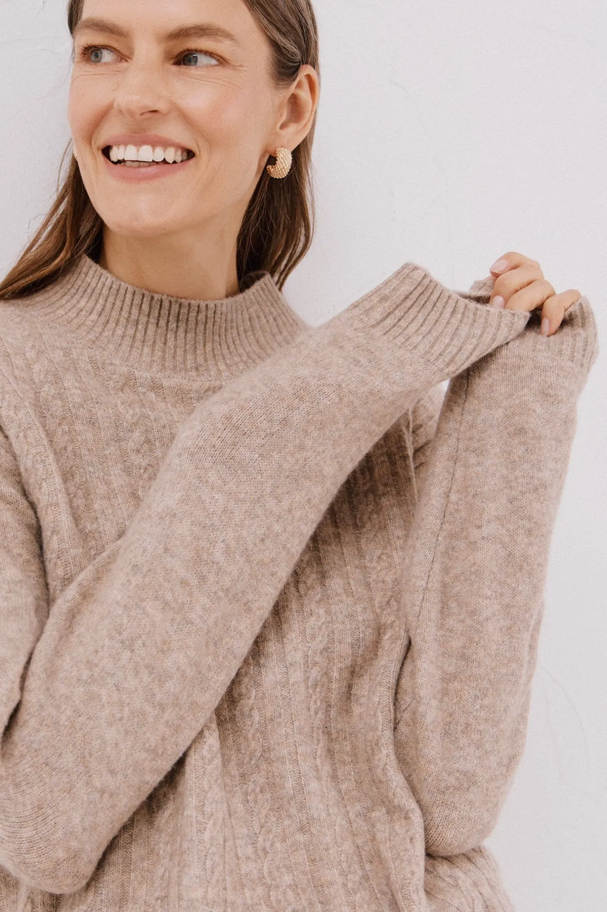 Cortefiel Jersey Perkins trenzas Beige Outlet