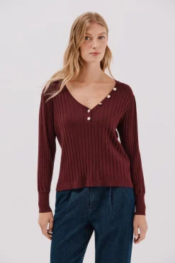 Cortefiel Jersey pico botones Vino Online