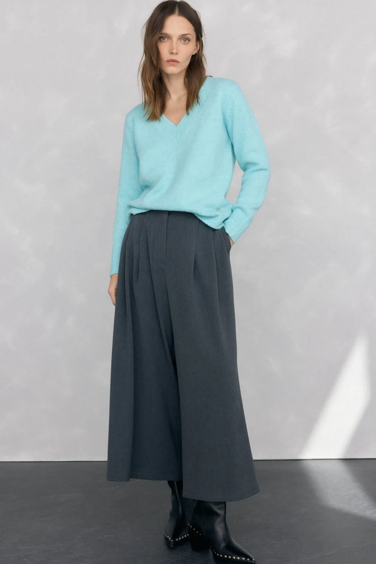 Pedro del Hierro Jersey pico detalles de mini ochos Turquesa Outlet