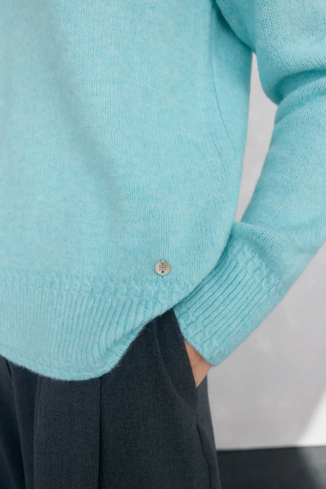 Pedro del Hierro Jersey pico detalles de mini ochos Turquesa Outlet