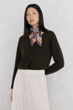 Pedro del Hierro Jersey pico detalles de mini ochos Marrón Sale