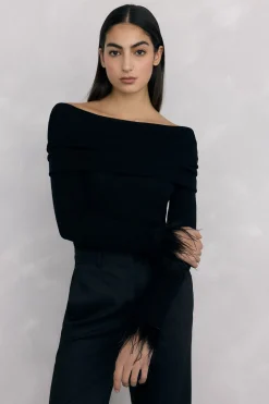 Pedro del Hierro Jersey plumas puño Negro Discount