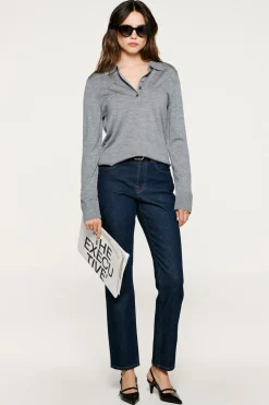 Selected Jersey polo 100% lana merino. Gris Hot