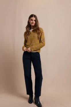 Slowlove Jersey polo jaspeado Dorado Outlet