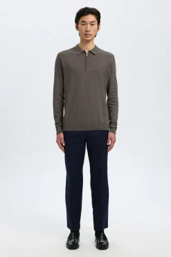 Selected Jersey polo media cremallera 100% algodón. Gris Online