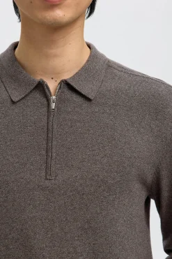 Selected Jersey polo media cremallera 100% algodón. Gris Online