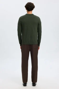 Selected Jersey polo media cremallera 100% algodón. Verde oscuro Best