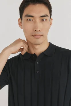 Pedro del Hierro Jersey polo premium manga corta algodón estructura vertical Negro Discount