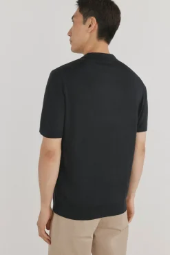 Pedro del Hierro Jersey polo premium manga corta algodón estructura vertical Negro Discount