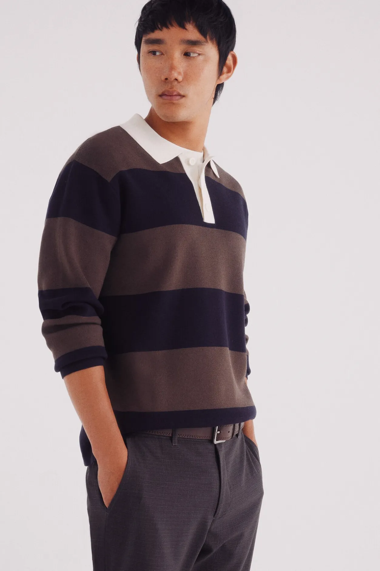 Springfield Jersey polo rayas anchas nude Hot