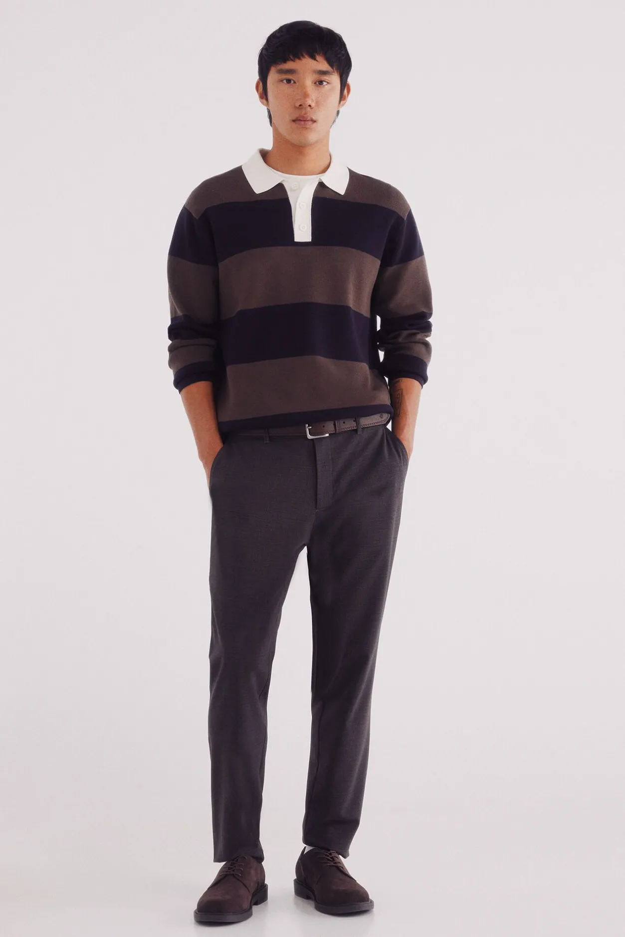 Springfield Jersey polo rayas anchas nude Hot