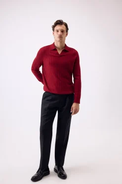 Pedro del Hierro Jersey premium estructura algodón seda cashmere Burdeos Best