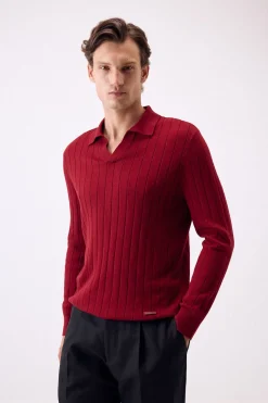 Pedro del Hierro Jersey premium estructura algodón seda cashmere Burdeos Best