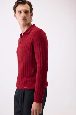 Pedro del Hierro Jersey premium estructura algodón seda cashmere Burdeos Best