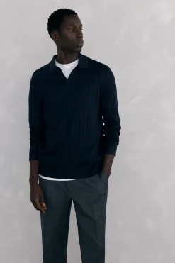 Pedro del Hierro Jersey premium estructura algodón seda cashmere Negro Sale