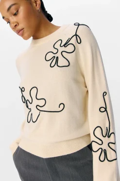 Object Jersey punto bordado flor Beige Online