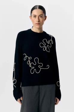 Object Jersey punto bordado flor Gris oscuro Discount