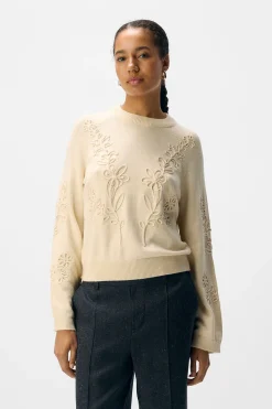 Object Jersey punto bordado flores Beige New