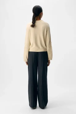 Object Jersey punto bordado flores Beige New