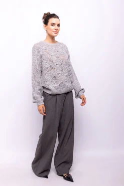 Object Jersey punto calado Gris Discount