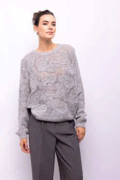 Object Jersey punto calado Gris Discount