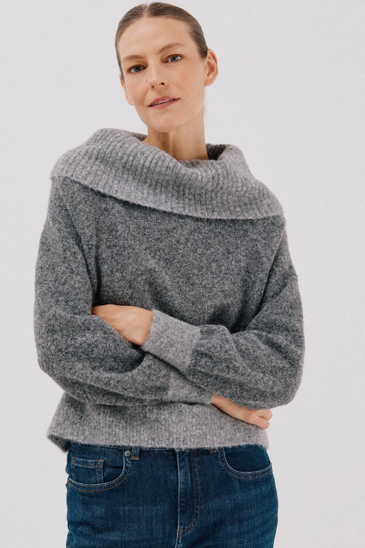 Cortefiel Jersey punto combinado Gris Clearance