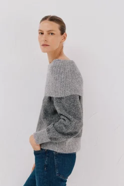 Cortefiel Jersey punto combinado Gris Clearance