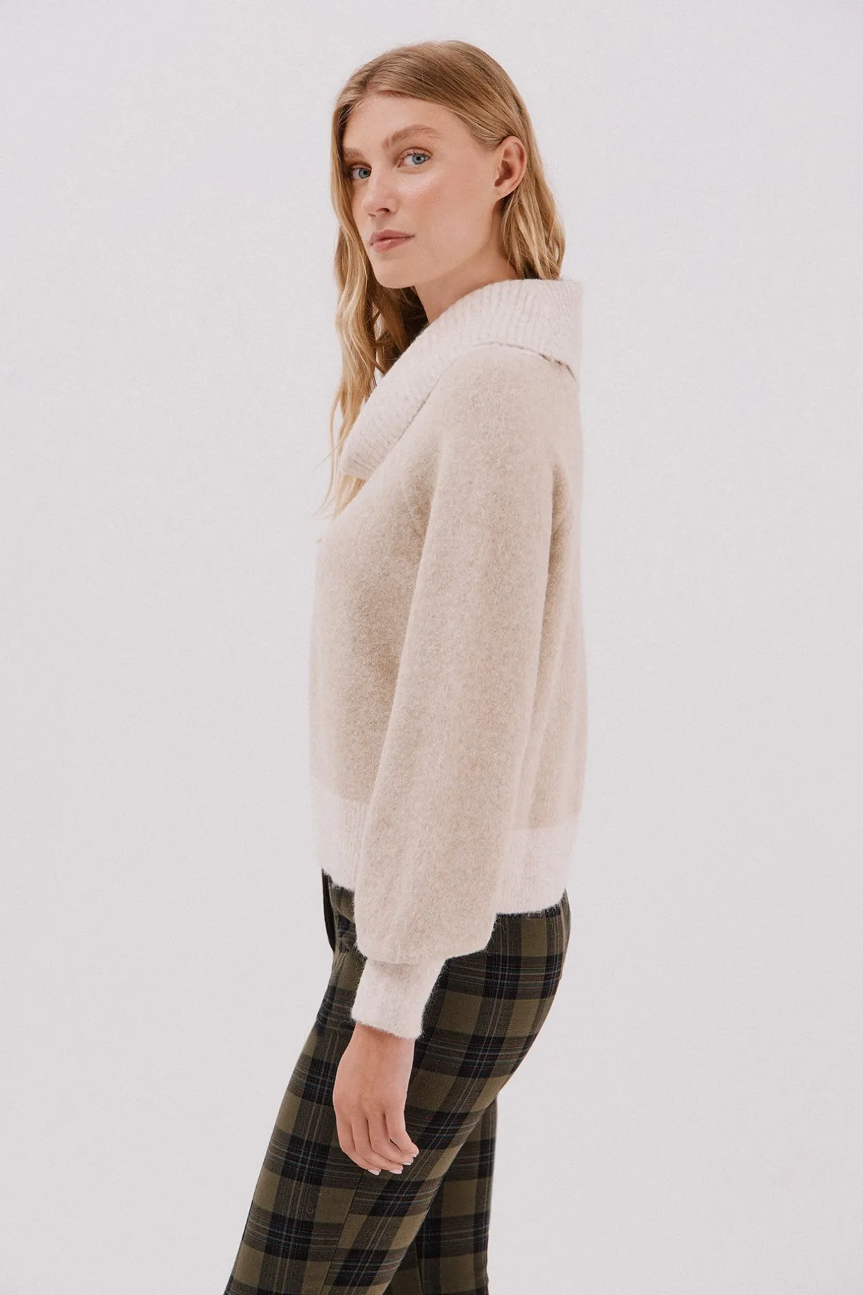 Cortefiel Jersey punto combinado Beige New