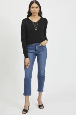 Vila Jersey punto cuello pico Negro Online