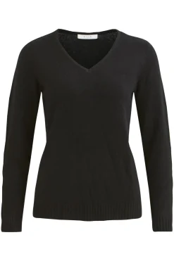 Vila Jersey punto cuello pico Negro Online
