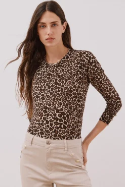 Cortefiel Jersey punto estampado Marr&oacute;n oscuro New