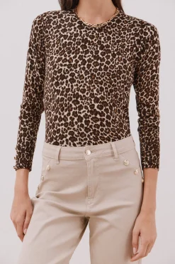 Cortefiel Jersey punto estampado Marr&oacute;n oscuro New