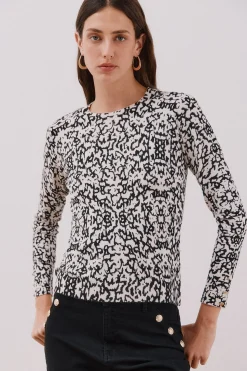 Cortefiel Jersey punto estampado Negro Outlet