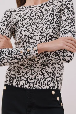 Cortefiel Jersey punto estampado Negro Outlet