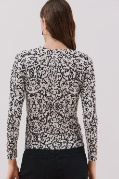 Cortefiel Jersey punto estampado Negro Outlet