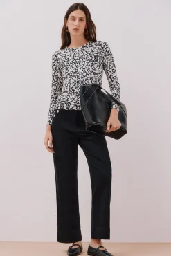 Cortefiel Jersey punto estampado Negro Outlet