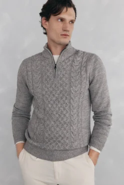 Pedro del Hierro Jersey punto estructura lana cremallera Gris Best