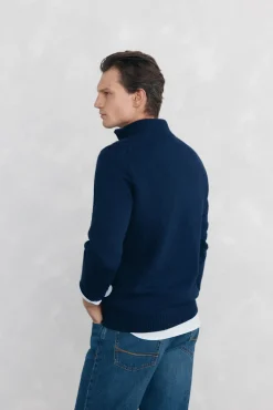 Pedro del Hierro Jersey punto estructura lana cremallera Azul Best